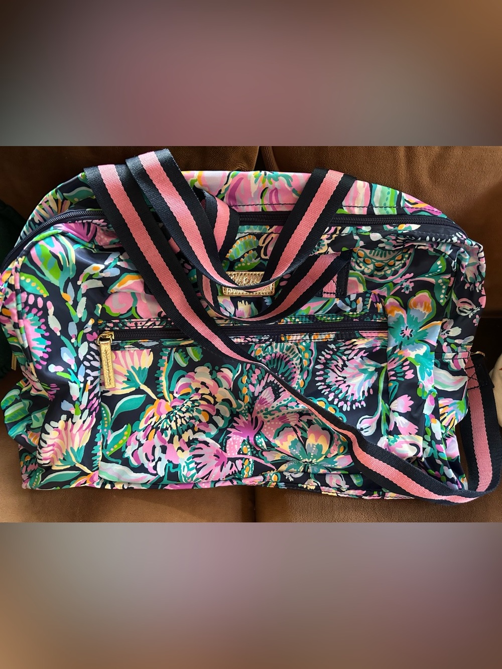 Lilly Pulitzer Floral Print Travel duffle Bag in Pink & Navy